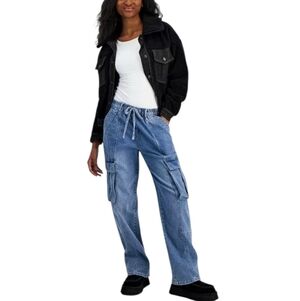 Madden NYC Wide Leg Cargo Drawstring Waist Skater Jeans Size XL